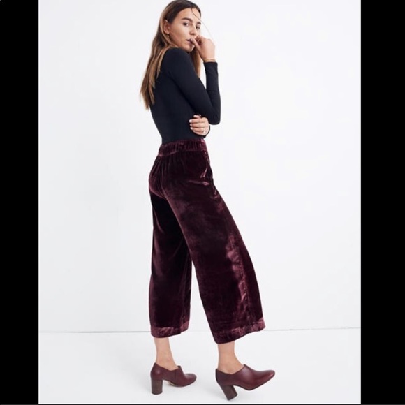 Madewell Pants - Madewell Huston Velvet Wide Leg Cropped Pant